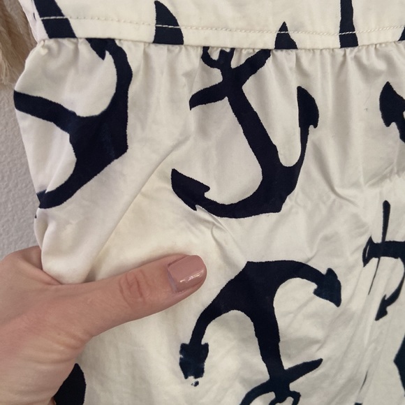 J. Crew dizzy anchors mini dress sleeveless flouncy ruffle cream blue size 2 - Picture 9 of 16